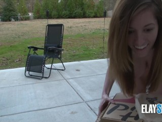 Big Tits Teen Gets Pizza Delivery Naked!