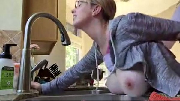 busty wife bent over in the kitchen