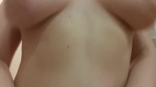 girl with big Tits strokes cock