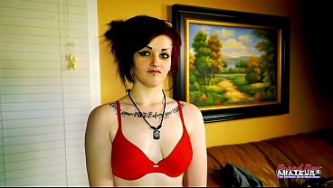 Petite Inked Brunette Coed Marcie Dildo Toy Play Intense Solo Orgasm!